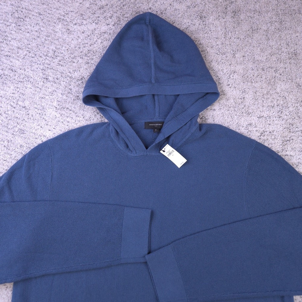 Tommy Bahama Hoodie Mens XL Pullover Pique Knit Sweatshirt Blue Pockets NWT $95 - Picture 3 of 9